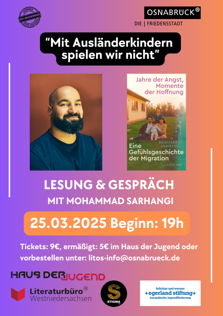 Veranstaltungsankündigung; Portrait des Autors, Buchcover